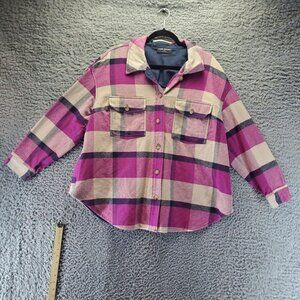 Lane Bryant Jacket Womens 18/20 Pink Plaid Button-Down Flannel Shacket